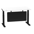 Air Modesty 800mm Height Adjustable Office Desk White Top Cable Ports Black Leg With Black Steel Modesty Panel - Price Crash Furniture