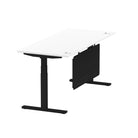 Air Modesty 800mm Height Adjustable Office Desk White Top Cable Ports Black Leg With Black Steel Modesty Panel - Price Crash Furniture