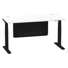 Air Modesty 800mm Height Adjustable Office Desk White Top Cable Ports Black Leg With Black Steel Modesty Panel - Price Crash Furniture