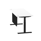 Air Modesty 800mm Height Adjustable Office Desk White Top Cable Ports Black Leg With Black Steel Modesty Panel - Price Crash Furniture