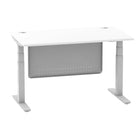 Air Modesty 800mm Height Adjustable Office Desk White Top Cable Ports Silver Leg With Silver Steel Modesty Panel - Price Crash Furniture