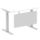 Air Modesty 800mm Height Adjustable Office Desk White Top Cable Ports Silver Leg With Silver Steel Modesty Panel - Price Crash Furniture