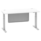 Air Modesty 800mm Height Adjustable Office Desk White Top Cable Ports Silver Leg With Silver Steel Modesty Panel - Price Crash Furniture