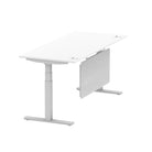 Air Modesty 800mm Height Adjustable Office Desk White Top Cable Ports Silver Leg With Silver Steel Modesty Panel - Price Crash Furniture