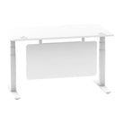 Air Modesty 800mm Height Adjustable Office Desk White Top Cable Ports White Leg With White Steel Modesty Panel - Price Crash Furniture