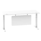 Air Modesty 800mm Height Adjustable Office Desk White Top Cable Ports White Leg With White Steel Modesty Panel - Price Crash Furniture