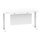 Air Modesty 800mm Height Adjustable Office Desk White Top Cable Ports White Leg With White Steel Modesty Panel - Price Crash Furniture