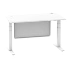 Air Modesty 800mm Height Adjustable Office Desk White Top Cable Ports White Leg With White Steel Modesty Panel - Price Crash Furniture