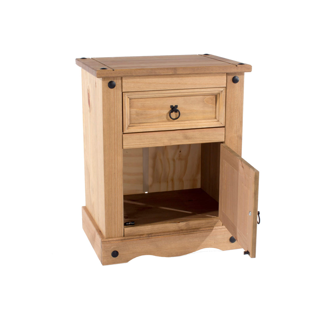 Corona Core Products 1 Door, 1 Drawer Bedside Cabinet in Pine - Price Crash Furniture