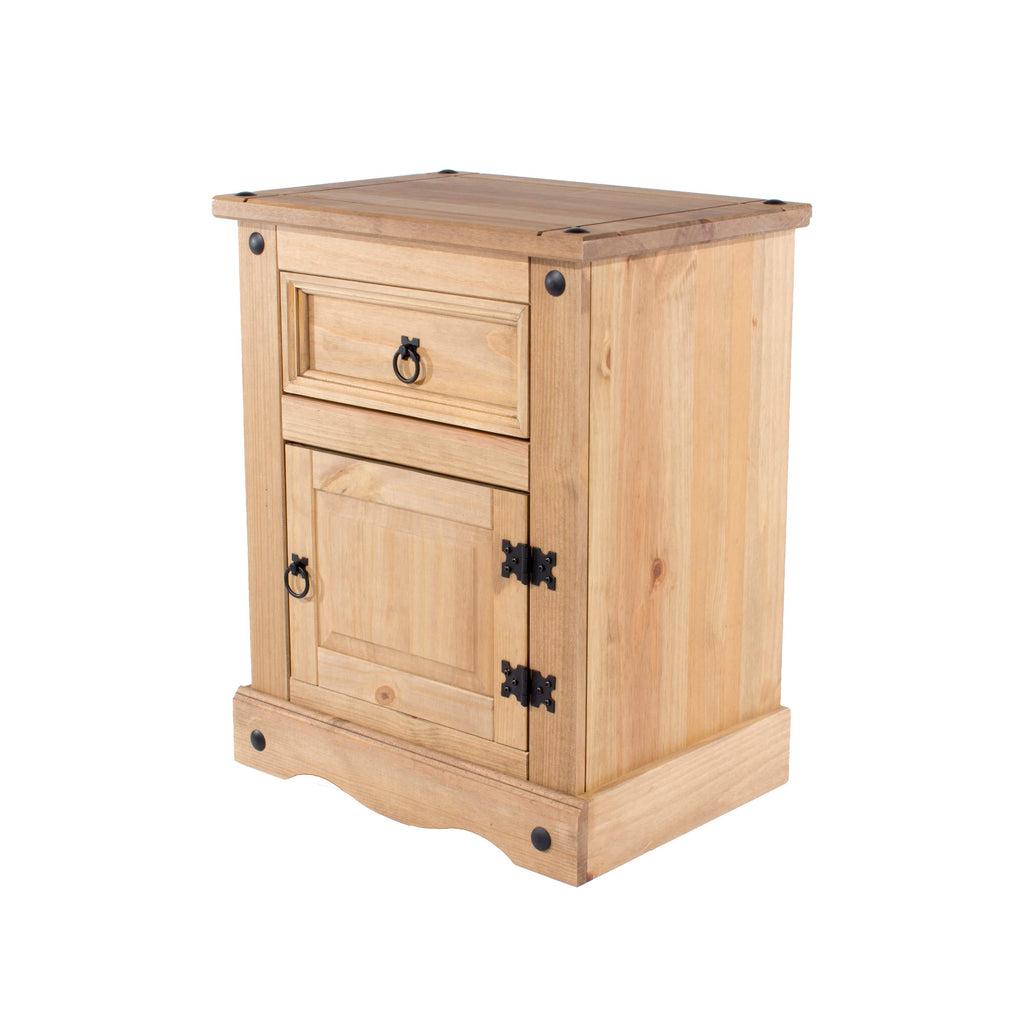 Corona Core Products 1 Door, 1 Drawer Bedside Cabinet in Pine - Price Crash Furniture