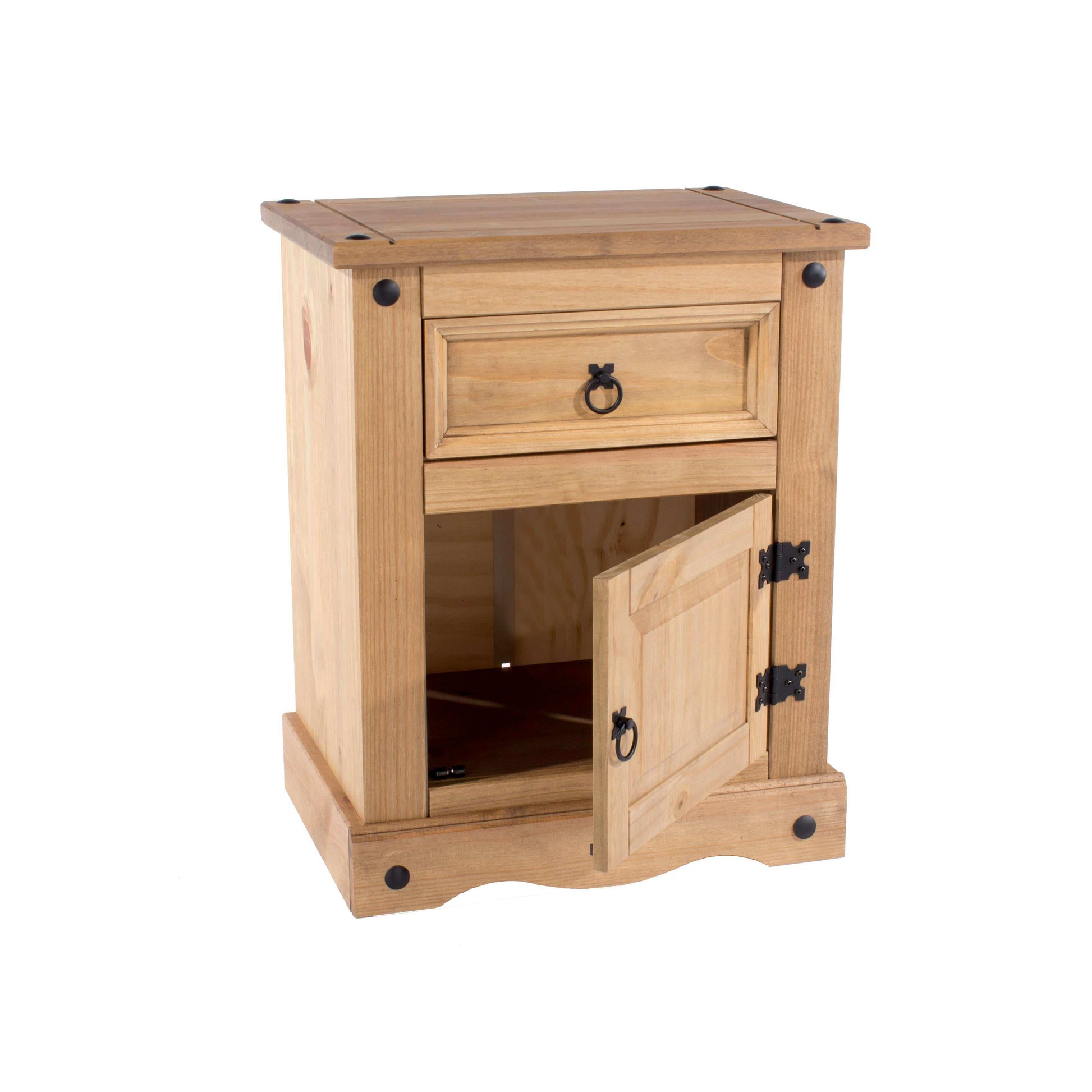 Corona Core Products 1 Door, 1 Drawer Bedside Cabinet in Pine - Price Crash Furniture