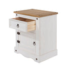 Corona Core Products 1 Door, 1 Drawer Bedside Cabinet in White Waxed Pine - Price Crash Furniture
