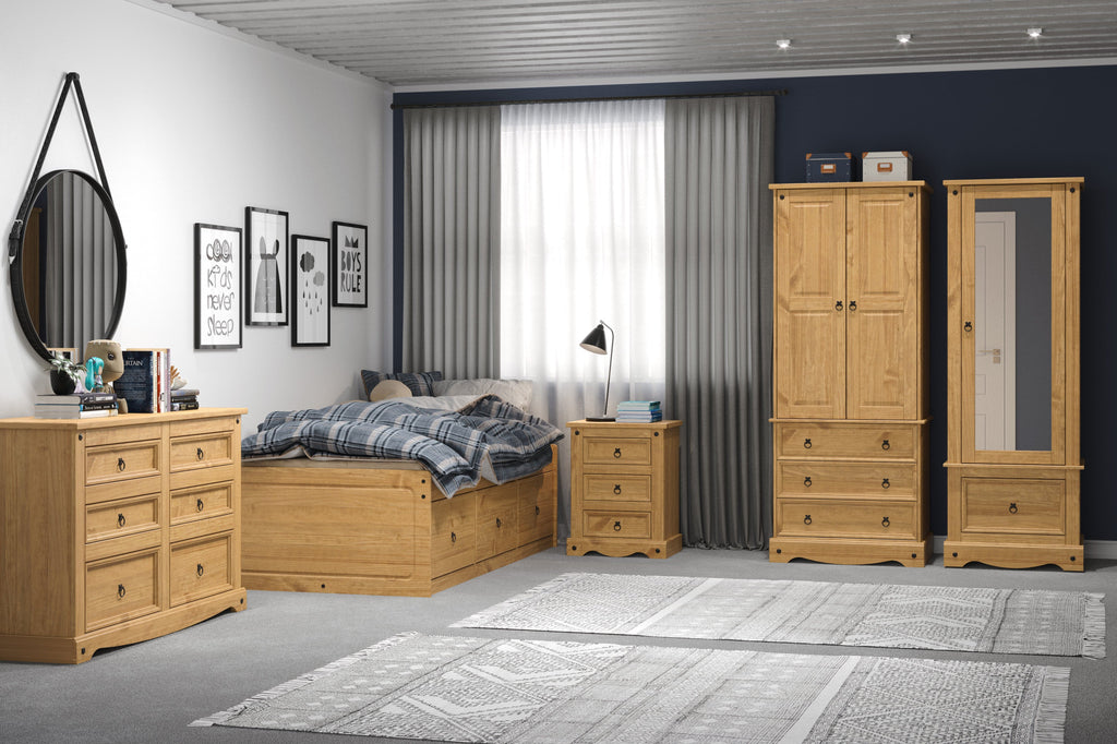 Corona Core Products 3 Drawer Bedside Cabinet in Pine - Price Crash Furniture