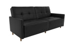 Andora Sprung Sofa Bed Wooden Legs - Faux Leather - Black - by Dorel - Price Crash Furniture