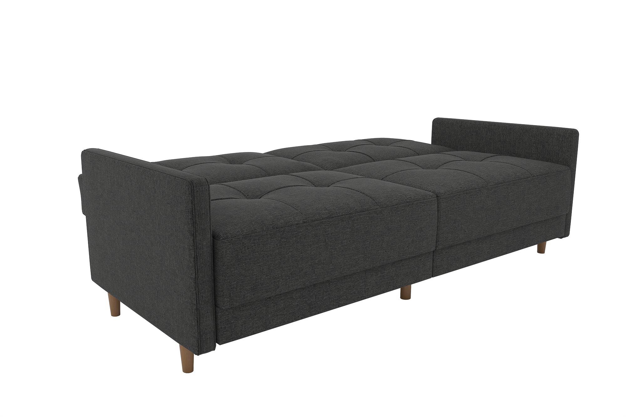 Andora Sprung Sofa Bed Wooden Legs - Linen - Grey - by Dorel - Price Crash Furniture