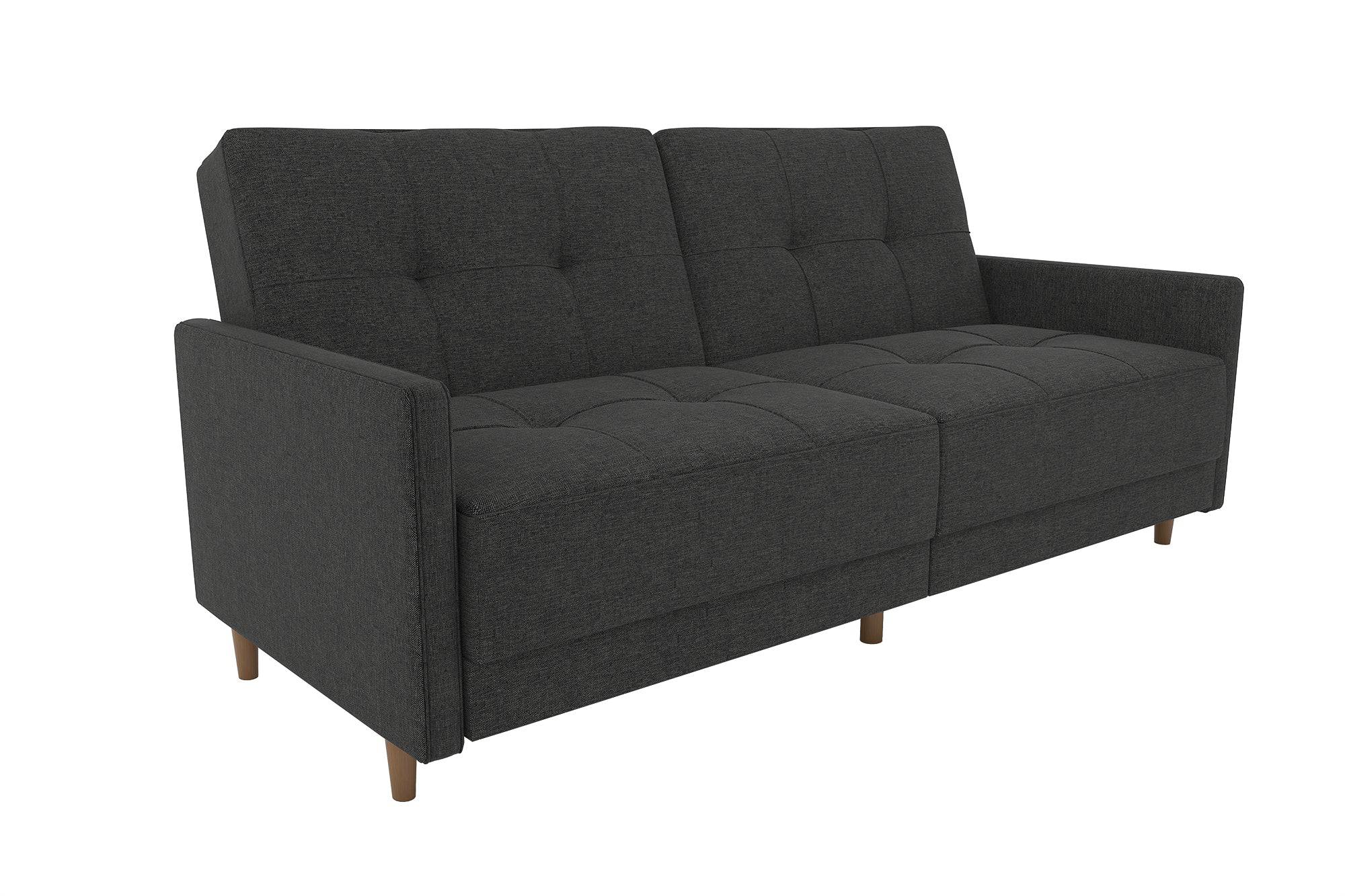 Andora Sprung Sofa Bed Wooden Legs - Linen - Grey - by Dorel - Price Crash Furniture