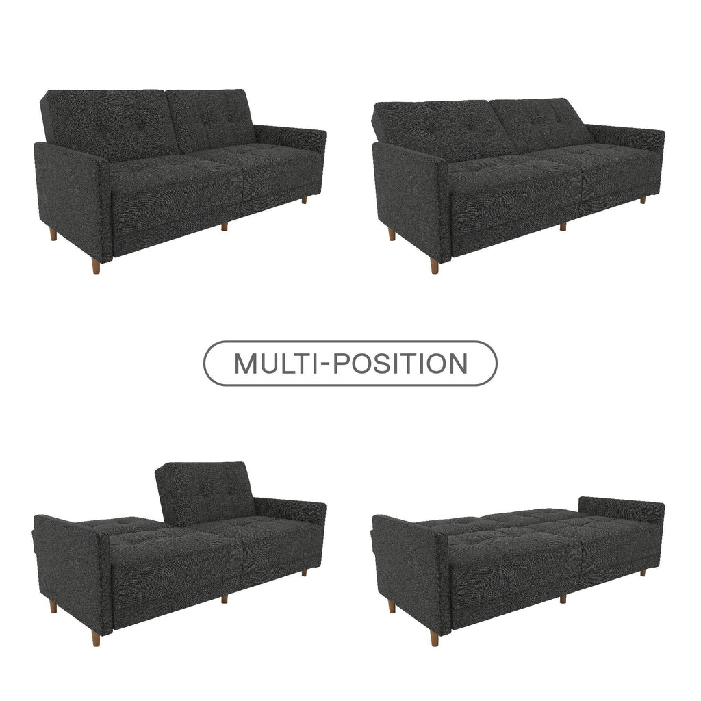 Andora Sprung Sofa Bed Wooden Legs - Linen - Grey - by Dorel - Price Crash Furniture