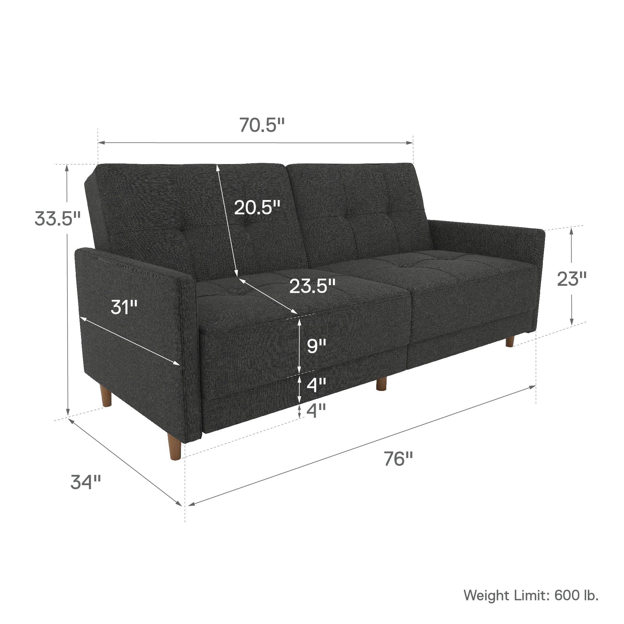 Andora Sprung Sofa Bed Wooden Legs - Linen - Grey - by Dorel - Price Crash Furniture