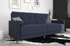 Andora Sprung Sofa Bed Wooden Legs - Linen - Navy Blue - by Dorel - Price Crash Furniture