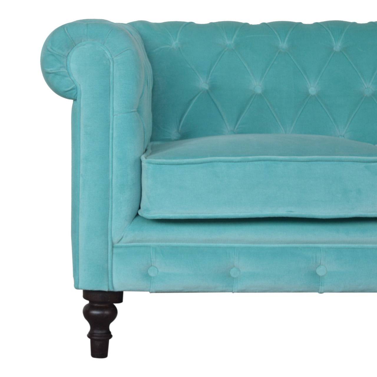 Aqua Velvet Chesterfield Sofa by Artisan Furniture - Price Crash Furniture