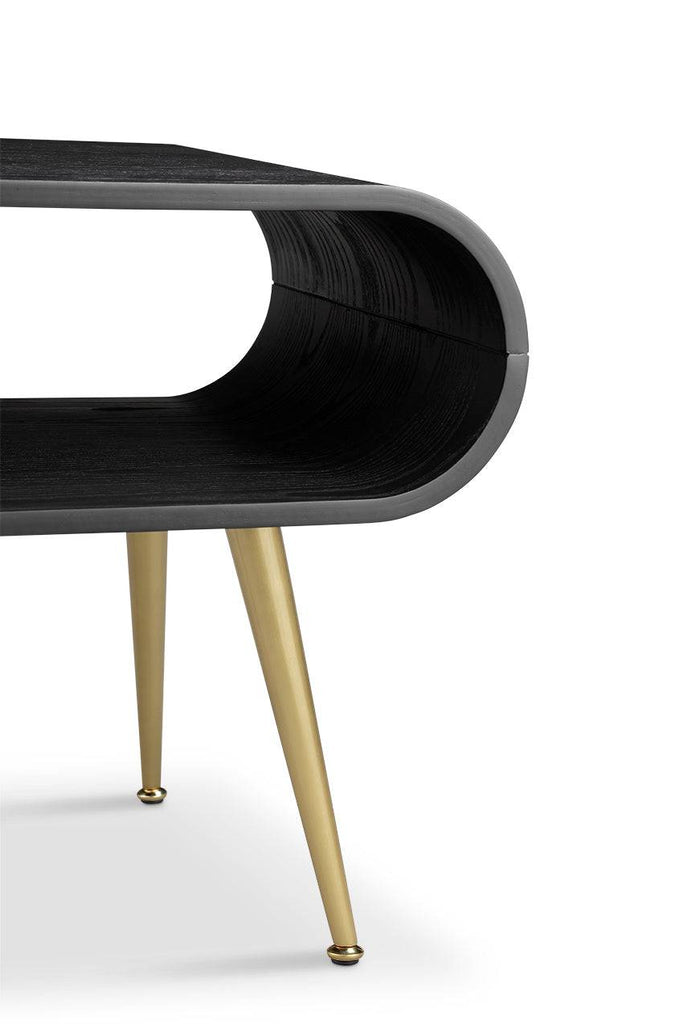 Auckland Lamp Table Black & Brass by Jual - Price Crash Furniture