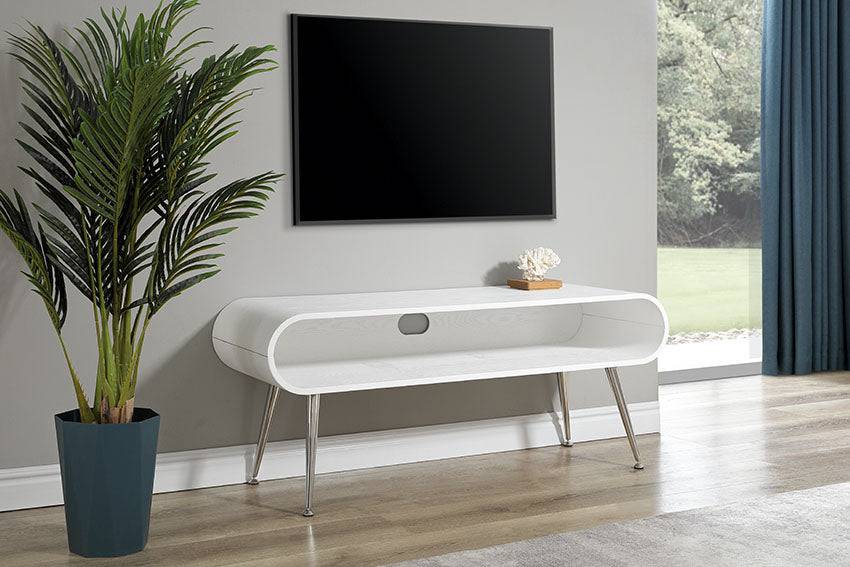 Auckland TV Stand White & Chrome by Jual - Price Crash Furniture