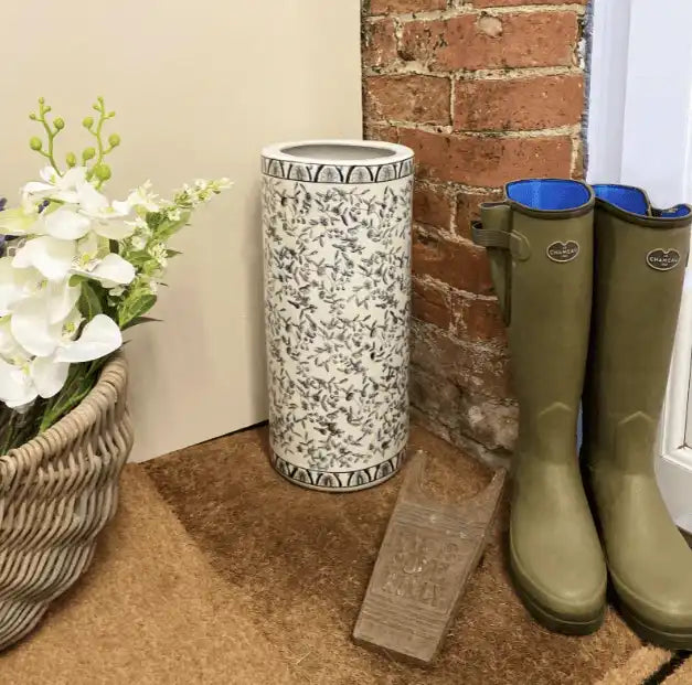 Blue And White Ditsy Print Umbrella Stand - Price Crash Furniture