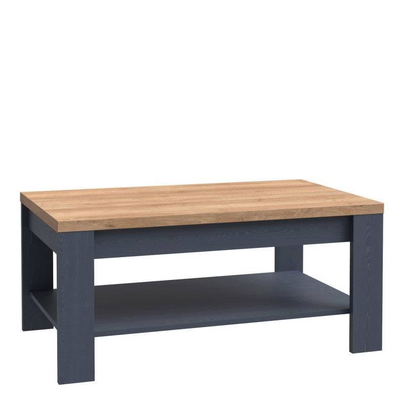 Bohol Storage Coffee Table with Shelf In Riviera Oak and Navy - Price Crash Furniture