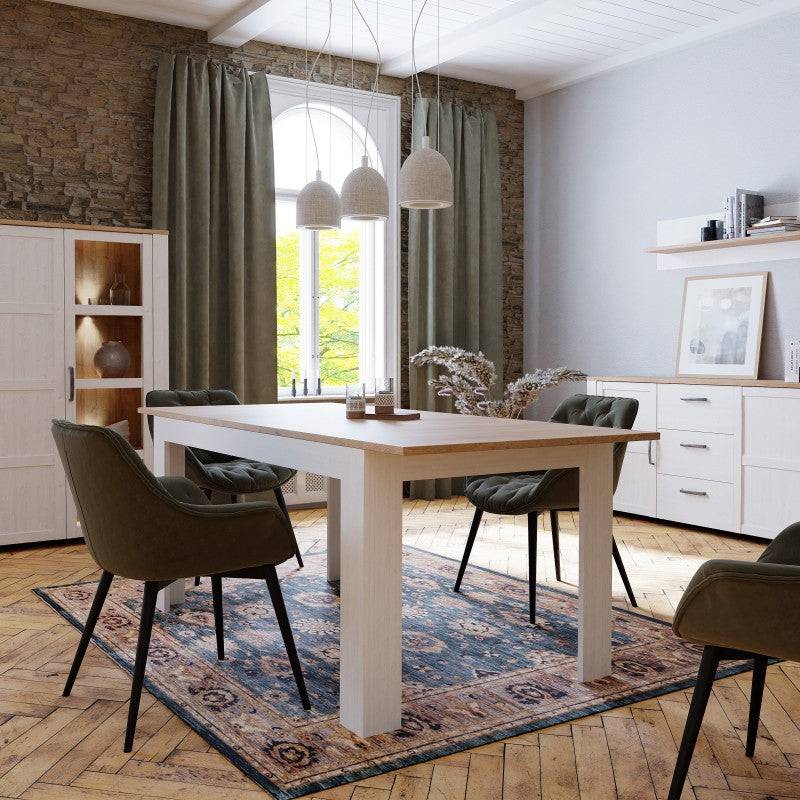 Bohol Extending Dining Table In Riviera Oak & White - Price Crash Furniture