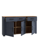 Bohol 3 Door 3 Drawer Sideboard In Riviera Oak/Navy - Price Crash Furniture