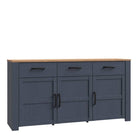 Bohol 3 Door 3 Drawer Sideboard In Riviera Oak/Navy - Price Crash Furniture