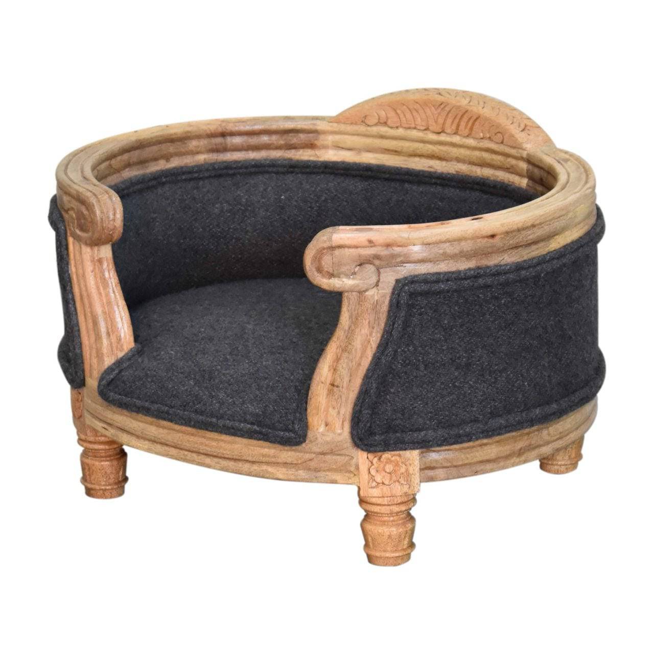 Carved Battleship Tweed Pet Bed by Artisan Furniture - Price Crash Furniture