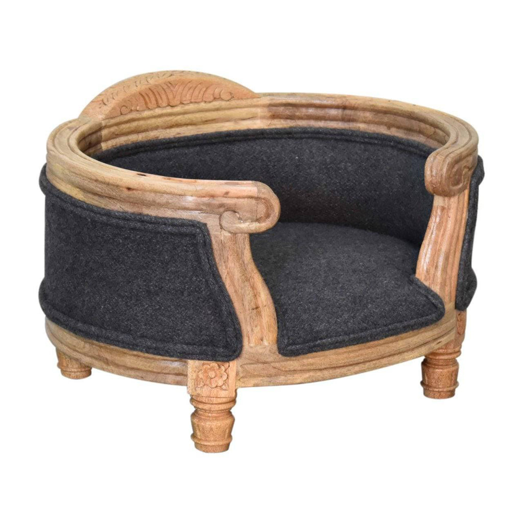 Carved Battleship Tweed Pet Bed by Artisan Furniture - Price Crash Furniture