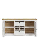 Celesto 2 Door 2 Drawer Sideboard With Wine Rack in White And Oak - Price Crash Furniture