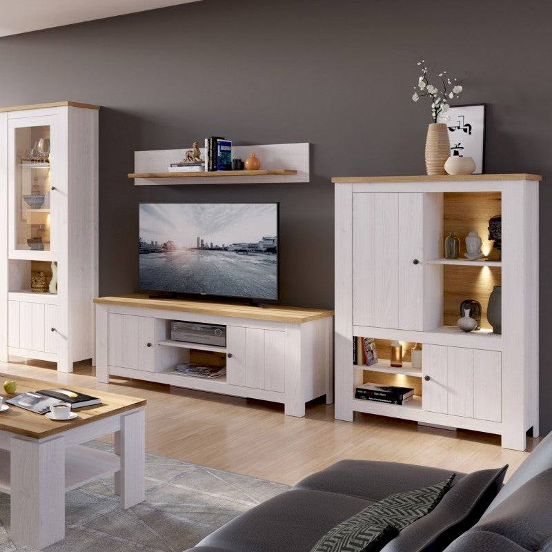 Celesto 2 Door Cabinet In White And Oak - Price Crash Furniture