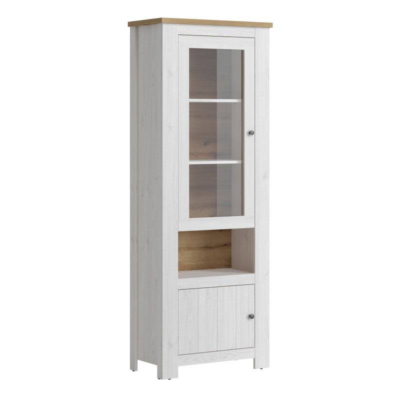 Celesto 2 Door Display Cabinet In White and Oak - Price Crash Furniture