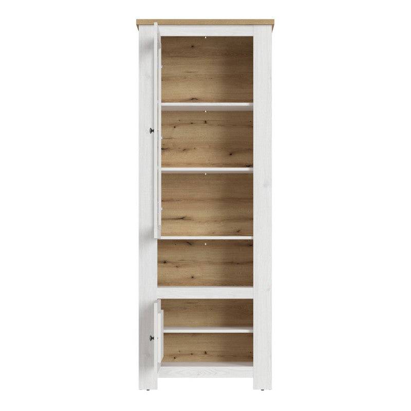 Celesto 2 Door Display Cabinet In White and Oak - Price Crash Furniture