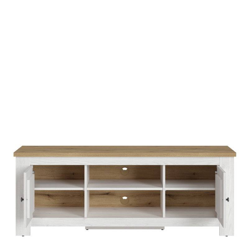 Celesto 2 Door TV Unit In White And Oak - Price Crash Furniture