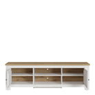 Celesto 2 Door Wide TV Cabinet Unit In White And Oak - Price Crash Furniture