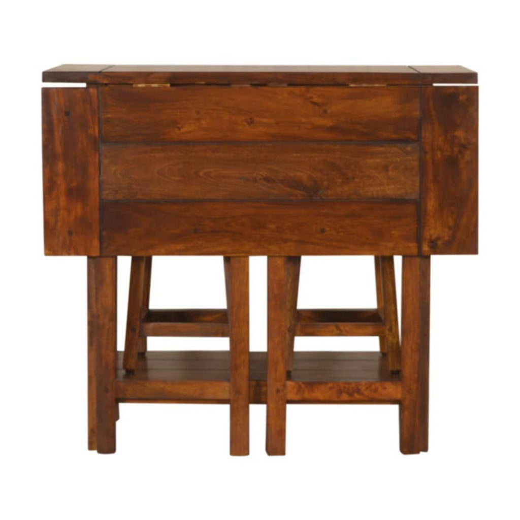 Chestnut Breakfast Table With 2 Stools by Artisan Furniture - Price Crash Furniture