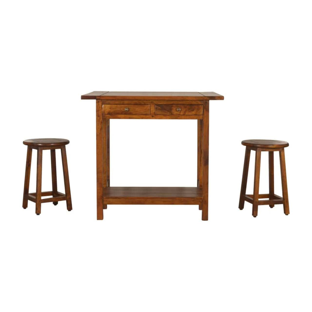 Chestnut Breakfast Table With 2 Stools by Artisan Furniture - Price Crash Furniture