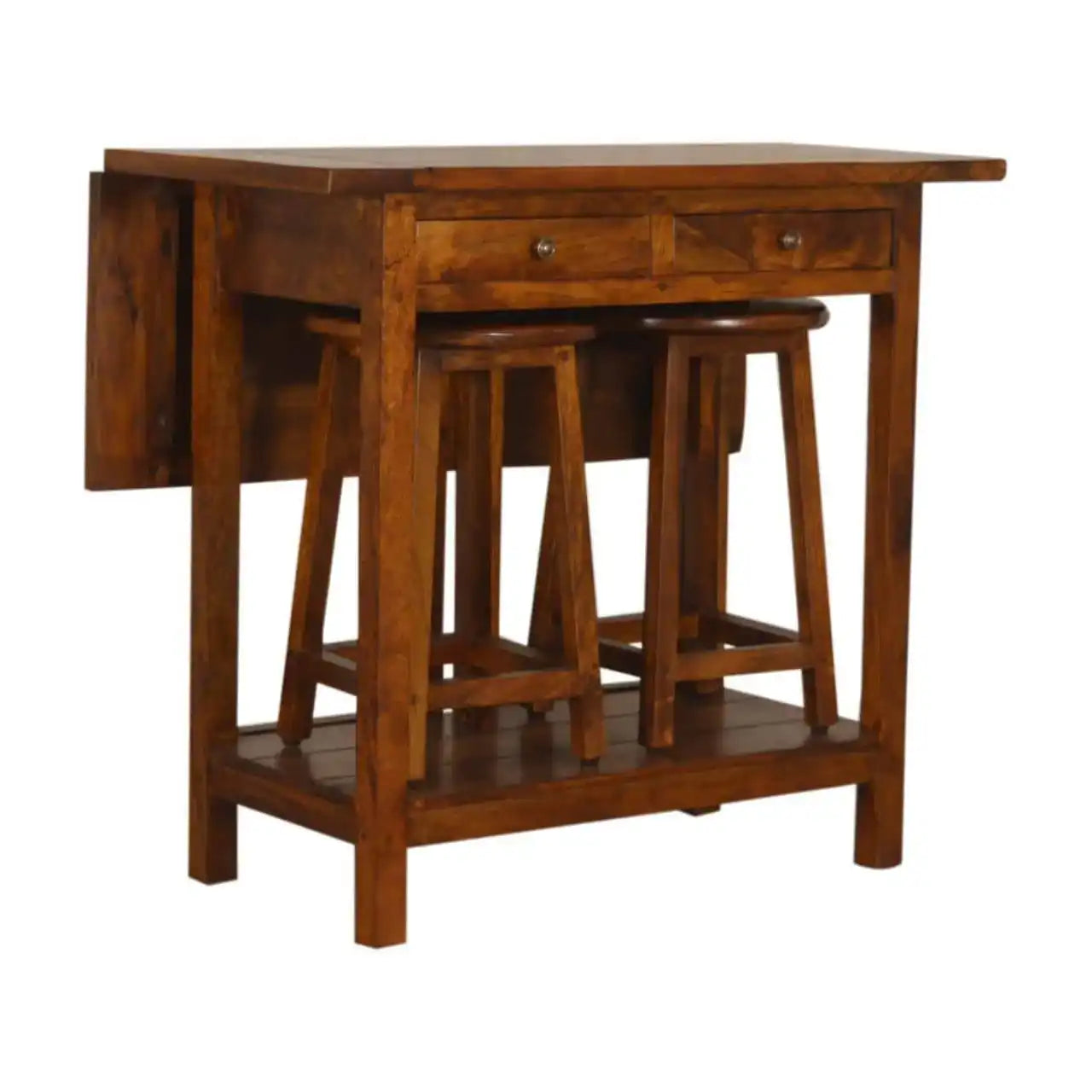Chestnut Breakfast Table With 2 Stools by Artisan Furniture - Price Crash Furniture