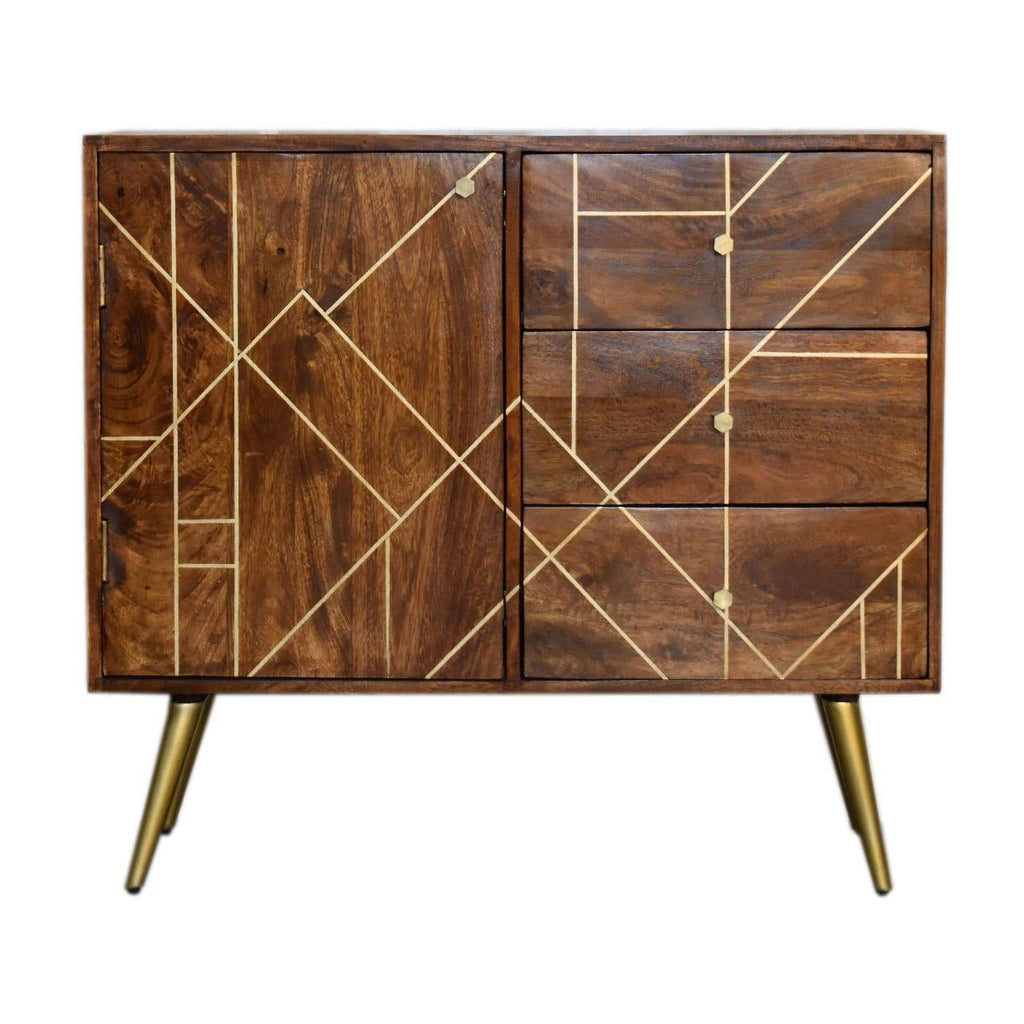 Chestnut Gold Inlay Abstract Sideboard by Artisan Furniture - Price Crash Furniture