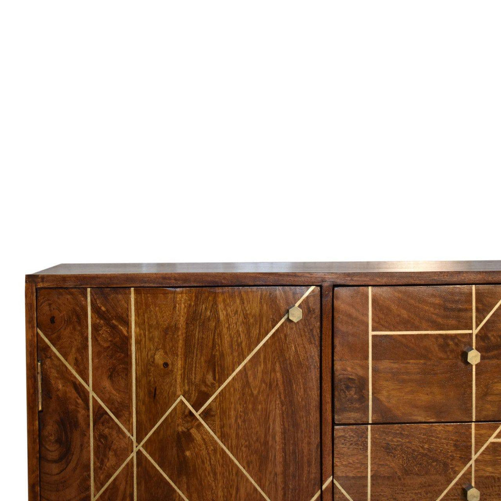 Chestnut Gold Inlay Abstract Sideboard by Artisan Furniture - Price Crash Furniture