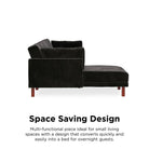 Clair Sprung Seat Sectional Sofa Bed in Black Velvet by Dorel - Price Crash Furniture