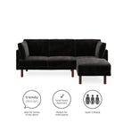 Clair Sprung Seat Sectional Sofa Bed in Black Velvet by Dorel - Price Crash Furniture