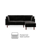 Clair Sprung Seat Sectional Sofa Bed in Black Velvet by Dorel - Price Crash Furniture