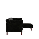 Clair Sprung Seat Sectional Sofa Bed in Black Velvet by Dorel - Price Crash Furniture