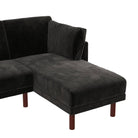 Clair Sprung Seat Sectional Sofa Bed in Black Velvet by Dorel - Price Crash Furniture