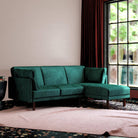 Clair Sprung Seat Sectional Sofa Bed in Green Velvet by Dorel - Price Crash Furniture